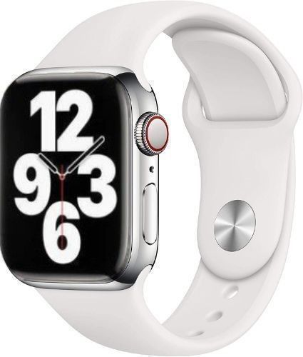 Apple Watch Series 7 (Cellular + GPS) - 32GB - 45mm - Silver Stainless Steel Case with White Rubber Sport Band by Apple - Refurbished - Good condition - US$135.88