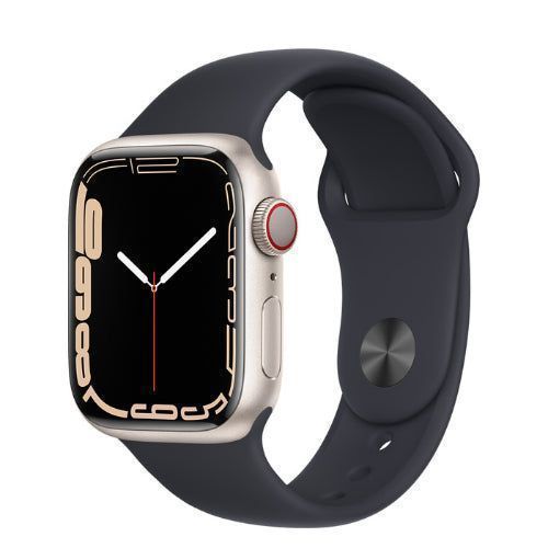 Apple Watch Series 7 (GPS) - 32GB - 41mm - Starlight Aluminum Case with Midnight Rubber Sport Band by Apple - Refurbished - Very Good condition - Image 2