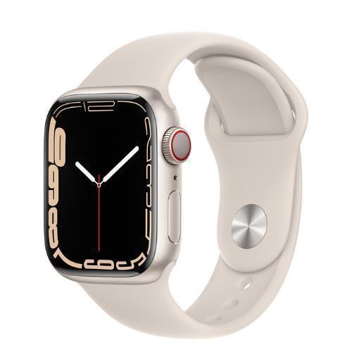 Apple Watch Series 7 (GPS) - 32GB - 41mm - Starlight Aluminum Case with Starlight Rubber Sport Band by Apple - Image 2