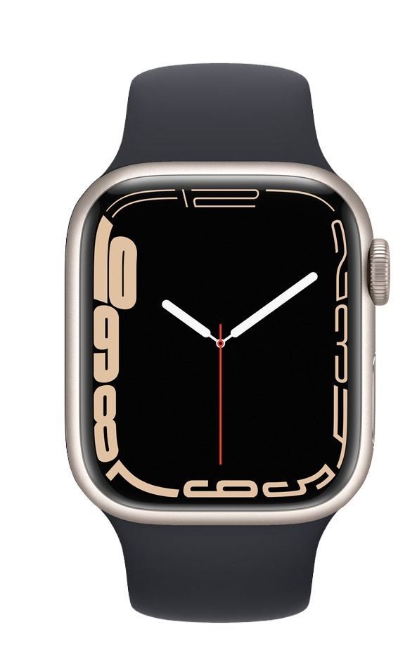 Apple Watch Series 7 (GPS) - 32GB - 45mm - Starlight Nike (Aluminum) Case with Black Rubber Sport Band by Apple - Refurbished - Very Good condition - US$136.99