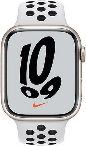 Apple Watch Series 7 (Cellular + GPS) - 32GB - 45mm - Starlight Nike (Aluminum) Case with Pure Platinum/Black Rubber Nike Sport Band by Apple - Refurbished - Very Good condition - US$146.18