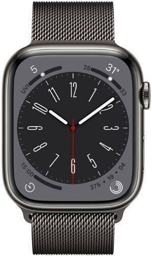 Apple Watch Series 8 (Cellular + GPS) - 32GB - 41mm - Graphite Stainless Steel Case with Graphite Stainless Steel Milanese Loop Band by Apple - Refurbished - Very Good condition - US$164.45