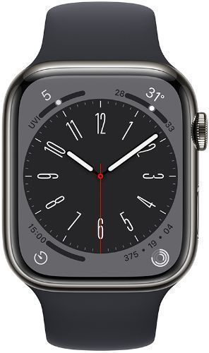 Apple Watch Series 8 (Cellular + GPS) - 32GB - 45mm - Graphite Stainless Steel Case with Midnight Rubber Sport Band by Apple - Refurbished - Good condition - US$164.14