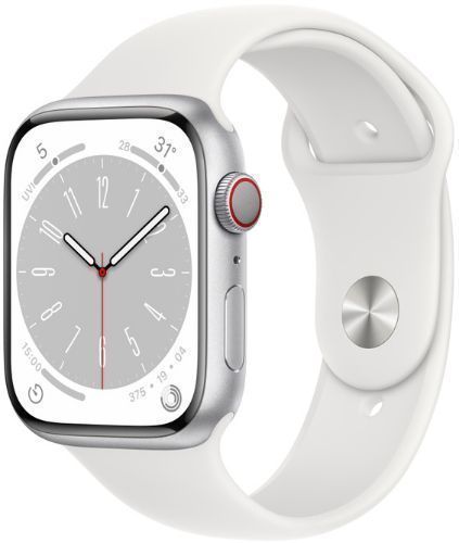 Apple Watch Series 8 (GPS) - 32GB - 41mm - Silver Aluminum Case with White Rubber Sport Band by Apple - Image 2