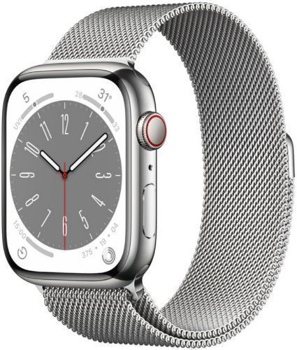 Apple Watch Series 8 (GPS) - 32GB - 45mm - Silver Stainless Steel Case with Silver Stainless Steel Milanese Loop Band by Apple - Image 2