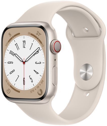 Apple Watch Series 8 (Cellular + GPS) - 32GB - 41mm - Starlight Aluminum Case with Starlight Rubber Sport Band by Apple - Image 2