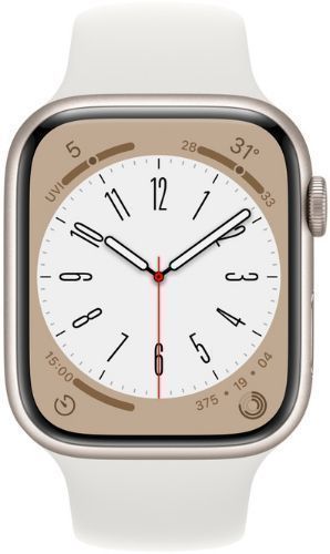 Apple Watch Series 8 (Cellular + GPS) - 32GB - 41mm - Starlight Aluminum Case with White Rubber Sport Band by Apple - Refurbished - Very Good condition - US$147.48