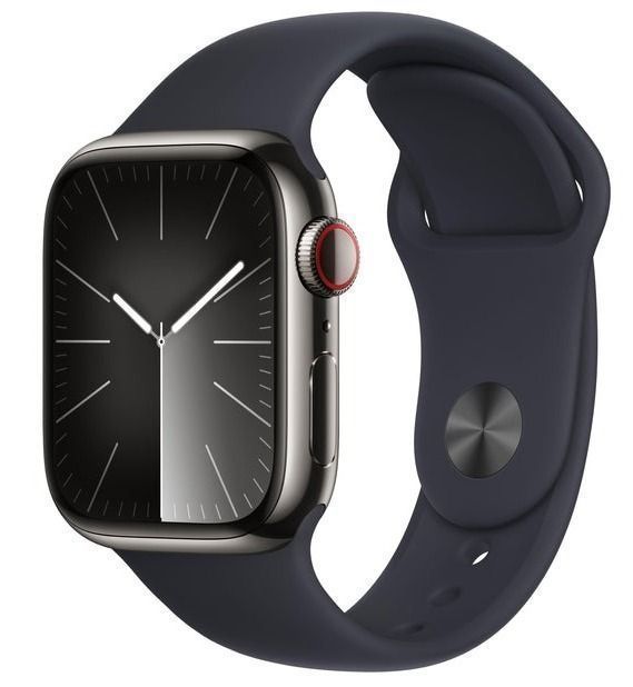 Apple Watch Series 9 (Cellular + GPS) - 64GB - 41mm - Graphite Aluminum Case with Midnight Rubber Sport Band - Small/Medium Size by Apple - Refurbished - Good condition - Image 2