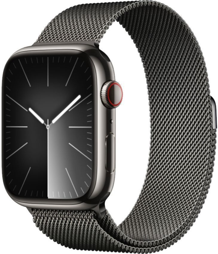 Apple Watch Series 9 (Cellular + GPS) - 64GB - 45mm - Graphite Stainless Steel Case with Graphite Stainless Steel Milanese Loop Band - One Size by Apple - Refurbished - Very Good condition - Image 2