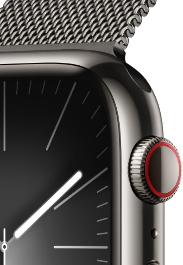 Apple Watch Series 9 (Cellular + GPS) - 64GB - 45mm - Graphite Stainless Steel Case with Graphite Stainless Steel Milanese Loop Band - One Size by Apple - Refurbished - Very Good condition - Image 3