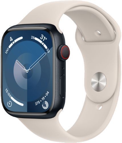 Apple Watch Series 9 (Cellular + GPS) - 64GB - 45mm - Midnight Aluminum Case with Starlight Rubber Sport Band - One Size by Apple - Refurbished - Very Good condition - Image 2
