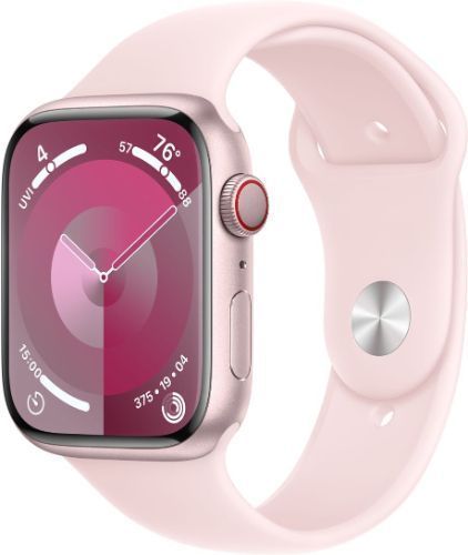 Apple Watch Series 9 (Cellular + GPS) - 64GB - 41mm - Pink Aluminum Case with Light Pink Rubber Sport Band - Small/Medium Size by Apple - Image 2