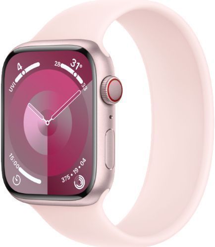 Apple Watch Series 9 (Cellular + GPS) - 64GB - 45mm - Pink Aluminum Case with Light Pink Textile Solo Loop Band - One Size by Apple - Refurbished - Like New condition - Image 2