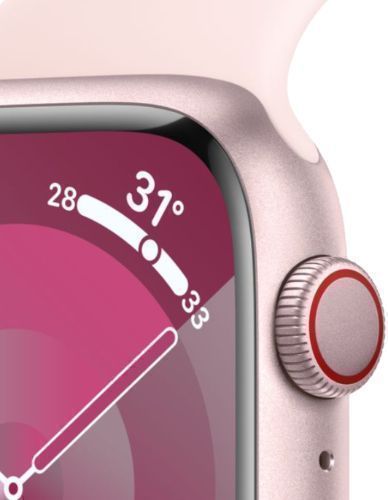 Apple Watch Series 9 (Cellular + GPS) - 64GB - 45mm - Pink Aluminum Case with Light Pink Textile Solo Loop Band - One Size by Apple - Refurbished - Like New condition - Image 3