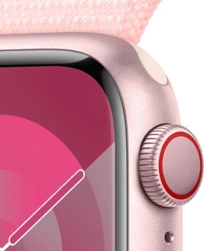 Apple Watch Series 9 (Cellular + GPS) - 64GB - 41mm - Pink Aluminum Case with Light Pink Textile Sport Loop - One Size by Apple - Refurbished - Like New condition - Image 3