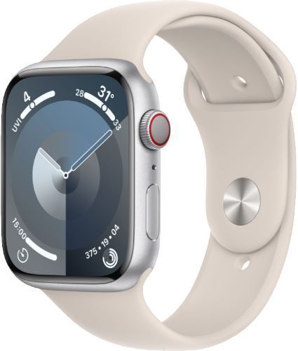 Apple Watch Series 9 (GPS) - 64GB - 45mm - Silver Aluminum Case with Starlight Rubber Sport Band - Medium/Large Size by Apple - Refurbished - Very Good condition - Image 2