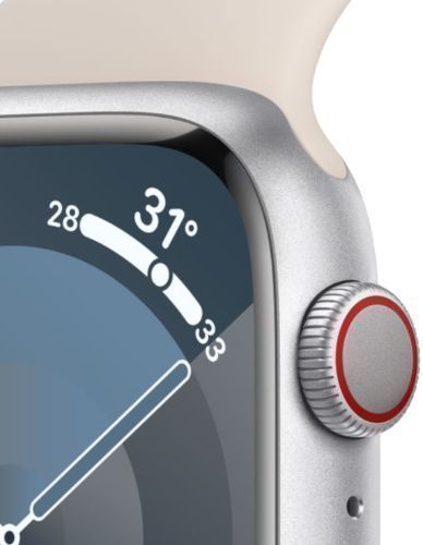 Apple Watch Series 9 (GPS) - 64GB - 45mm - Silver Aluminum Case with Starlight Rubber Sport Band - Medium/Large Size by Apple - Refurbished - Very Good condition - Image 3