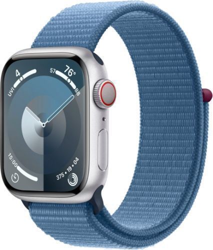 Apple Watch Series 9 (Cellular + GPS) - 64GB - 45mm - Silver Aluminum Case with Winter Blue Textile Sport Loop - One Size by Apple - Image 2