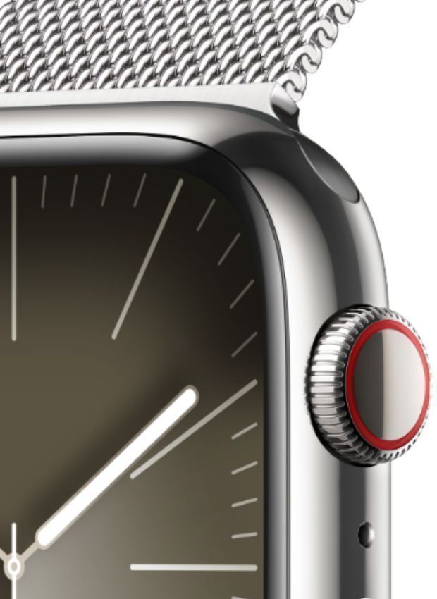 Apple Watch Series 9 (Cellular + GPS) - 64GB - 45mm - Silver Stainless Steel Case with Silver Stainless Steel Milanese Loop Band - One Size by Apple - Refurbished - Good condition - Image 3