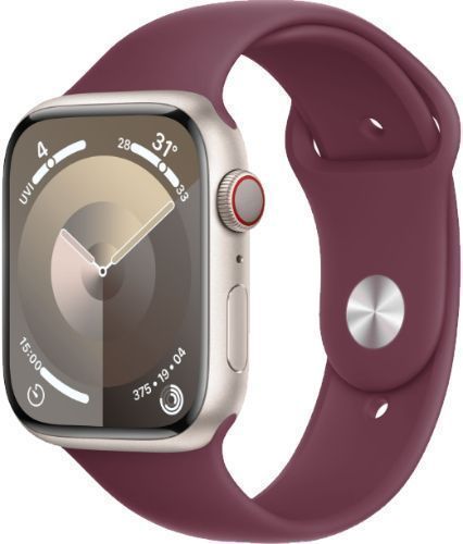 Apple Watch Series 9 (GPS) - 64GB - 41mm - Starlight Aluminum Case with Mulberry Rubber Sport Band - Medium/Large Size by Apple - Refurbished - Good condition - Image 2