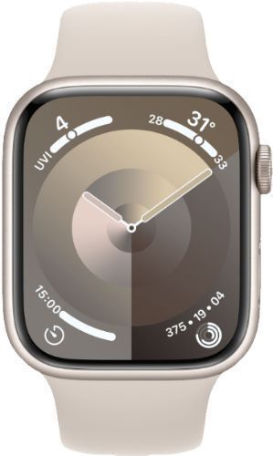 Apple Watch Series 9 (Cellular + GPS) - 64GB - 41mm - Starlight Aluminum Case with Starlight Rubber Sport Band - Small/Medium Size by Apple - Refurbished - Very Good condition - US$198.18