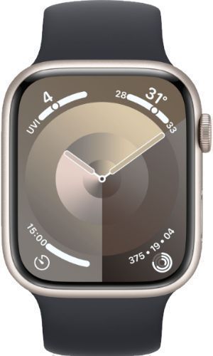 Apple Watch Series 9 (Cellular + GPS) - 64GB - 41mm - Starlight Aluminum Case with Midnight Rubber Solo Loop Band - Small/Medium Size by Apple - Refurbished - Very Good condition - US$177.49