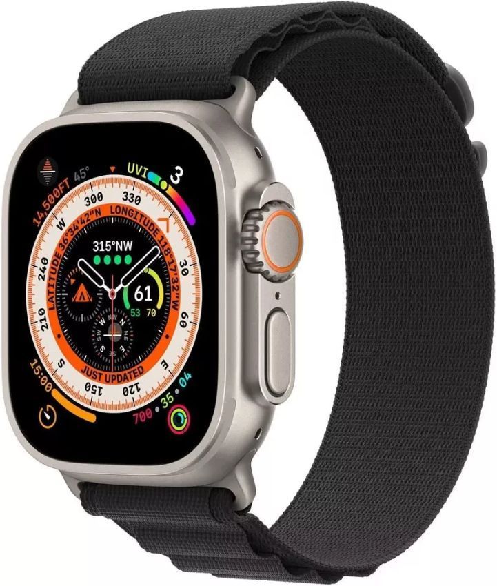 Apple Watch Ultra (Cellular + GPS) - 32GB - 49mm - Titanium Titanium Case with Orange Textile Alpine Loop Band - Large Size by Apple - Refurbished - Very Good condition - Image 2