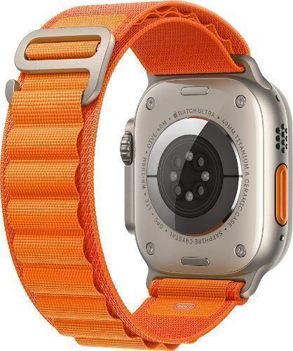 Apple Watch Ultra (Cellular + GPS) - 32GB - 49mm - Titanium Titanium Case with Orange Textile Alpine Loop Band - Small Size by Apple - Refurbished - Like New condition - Image 3
