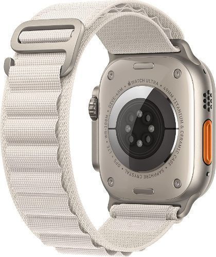 Apple Watch Ultra (Cellular + GPS) - 32GB - 49mm - Titanium Titanium Case with Starlight Textile Alpine Loop Band - Medium Size by Apple - Refurbished - Like New condition - Image 3