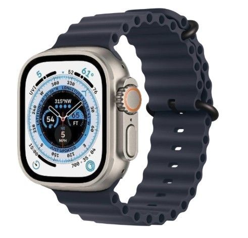 Apple Watch Ultra (Cellular + GPS) - 32GB - 49mm - Titanium Titanium Case with Navy Rubber Ocean Band - One Size by Apple - Refurbished - Very Good condition - CA$429.99