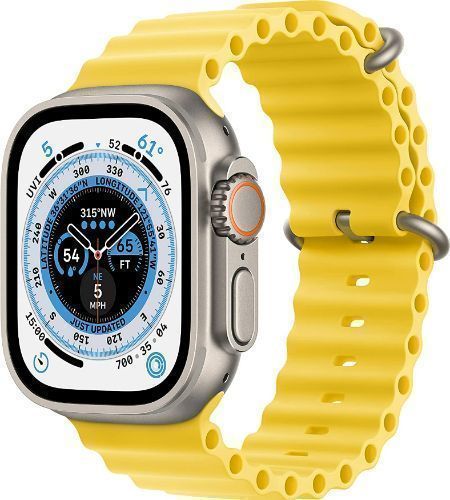 Apple Watch Ultra (Cellular + GPS) - 32GB - 49mm - Titanium Titanium Case with Yellow Rubber Ocean Band - One Size by Apple - Refurbished - Like New condition - Image 2