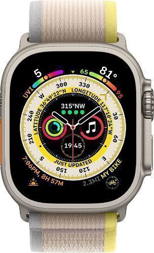 Apple Watch Ultra (Cellular + GPS) - 32GB - 49mm - Titanium Titanium Case with Yellow/Beige Textile Trail Loop Band - One Size by Apple - Refurbished - Good condition - US$293.94