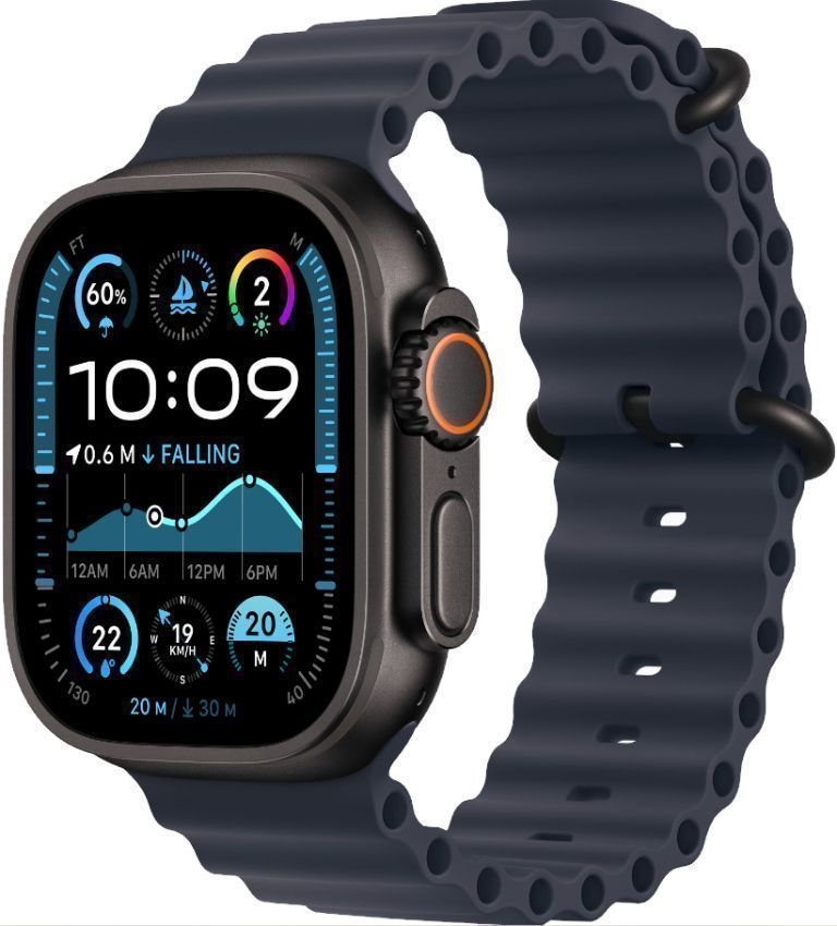 Apple Watch Ultra 2 (Cellular + GPS) - 64GB - 49mm - Black Titanium Case with Navy Rubber Ocean Band - One Size by Apple - Image 2