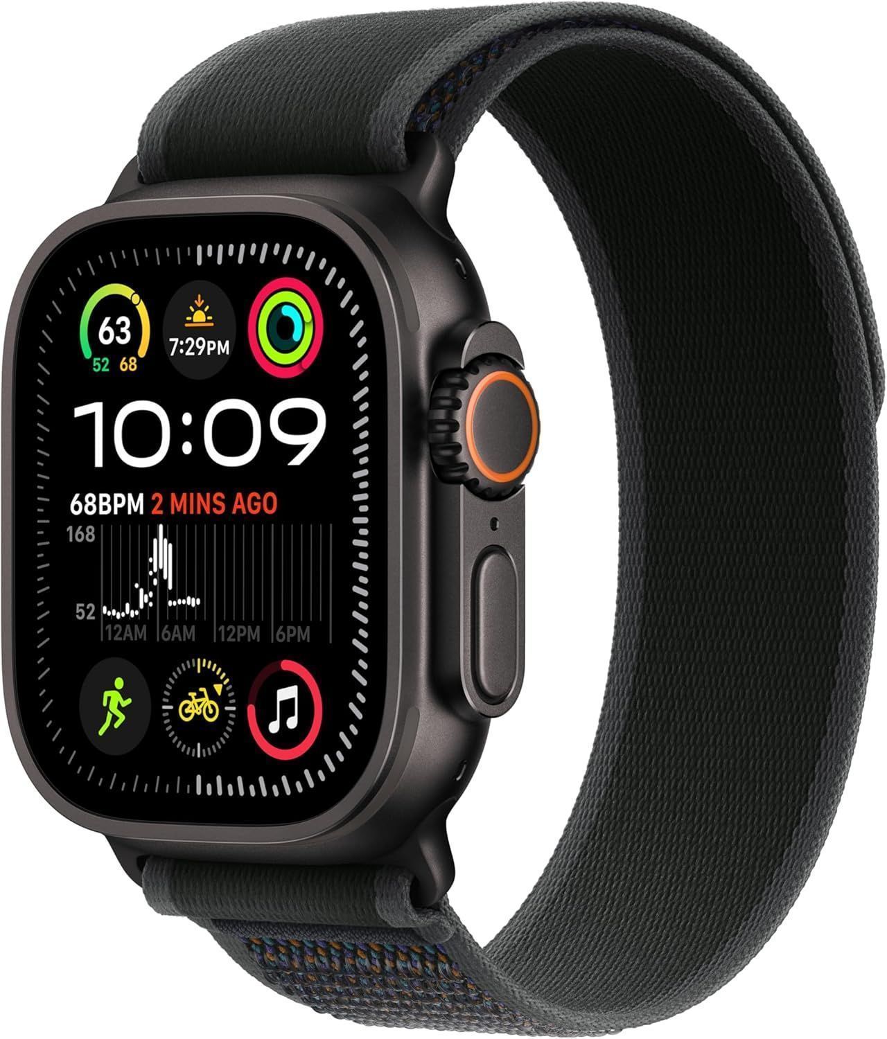Apple Watch Ultra 2 (Cellular + GPS) - 64GB - 49mm - Black Titanium Case with Black Rubber Trail Loop Band - Large Size by Apple - Refurbished - Very Good condition - CA$1207.99