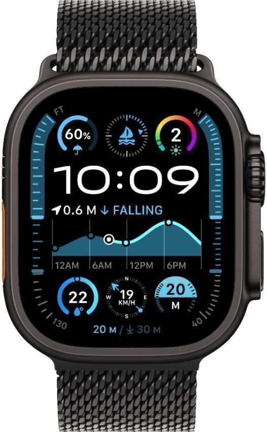 Apple Watch Ultra 2 (Cellular + GPS) - 64GB - 49mm - Black Titanium Case with Black Textile Titanium Milanese Loop Band - One Size by Apple - Refurbished - Like New condition - CA$782.99