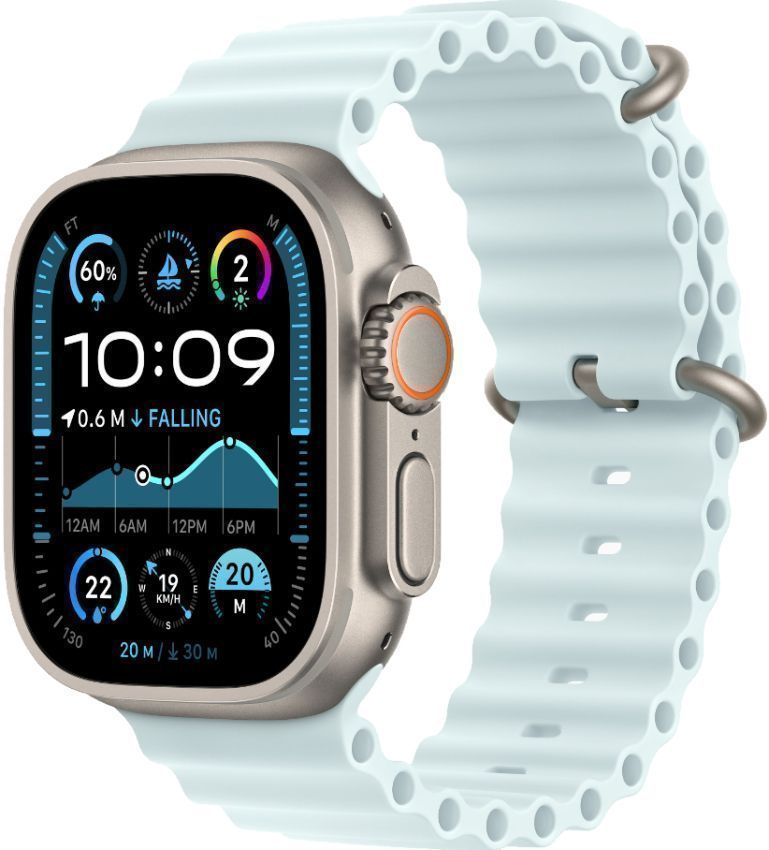 Apple Watch Ultra 2 (Cellular + GPS) - 49mm - Titanium Case with Ice Blue Ocean Band by Apple - Image 2