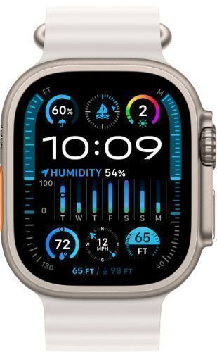 Apple Watch Ultra 2 (Cellular + GPS) - 64GB - 49mm - Titanium Titanium Case with White Rubber Ocean Band - One Size by Apple - Refurbished - Very Good condition - US$415.98