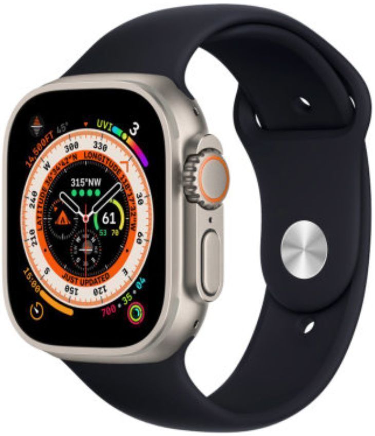 Apple Watch Ultra 2 (Cellular + GPS) - 64GB - 49mm - Titanium Titanium Case with Black Rubber Silicone Band - Medium Size by Apple - Refurbished - Very Good condition - CA$746.99