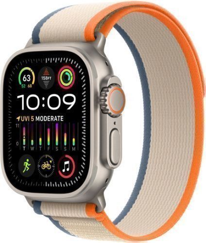 Apple Watch Ultra 2 (Cellular + GPS) - 64GB - 49mm - Titanium Titanium Case with Orange/Beige Textile Trail Loop Band - One Size by Apple - Image 3