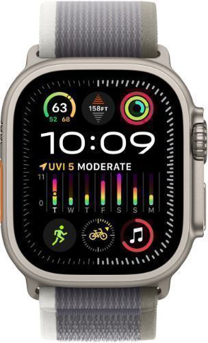 Apple Watch Ultra 2 (Cellular + GPS) - 64GB - 49mm - Titanium Titanium Case with Green/Grey Textile Trail Loop Band - M/L Size by Apple - Refurbished - Like New condition