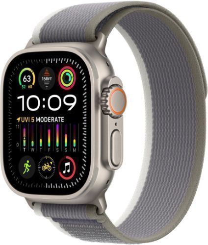 Apple Watch Ultra 2 (Cellular + GPS) - 64GB - 49mm - Titanium Titanium Case with Green/Grey Textile Trail Loop Band - M/L Size by Apple - Refurbished - Like New condition - Image 2