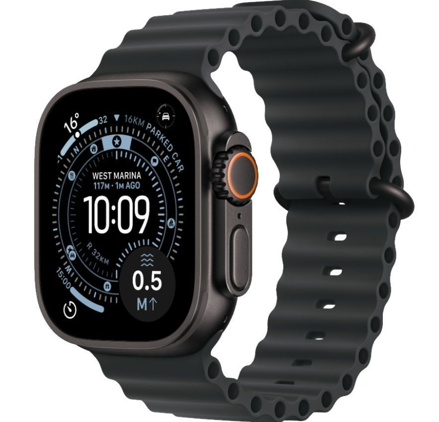 Apple Watch Ultra 3 - 64GB - 49mm - Black Titanium Case with Black Fluoroelastomer Ocean Band - One Size by Apple - Image 2