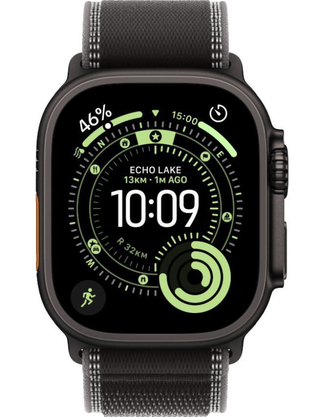 Apple Watch Ultra 3 - 64GB - 49mm - Black Titanium Case with Black/Charcoal Nylon Weave Trail Loop Band - M/L Size by Apple - Refurbished - Very Good condition - US$662.94