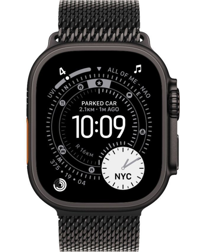 Apple Watch Ultra 3 - 64GB - 49mm - Black Titanium Case with Black Titanium Titanium Milanese Loop - One Size by Apple - Refurbished - Very Good condition - US$667.94