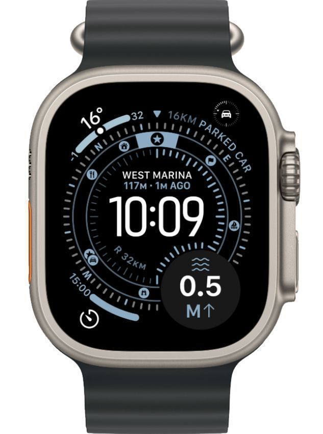 Apple Watch Ultra 3 - 64GB - 49mm - Natural Titanium Case with Black Nylon Weave Ocean Band - One Size by Apple - Refurbished - Premium condition - CA$977.99