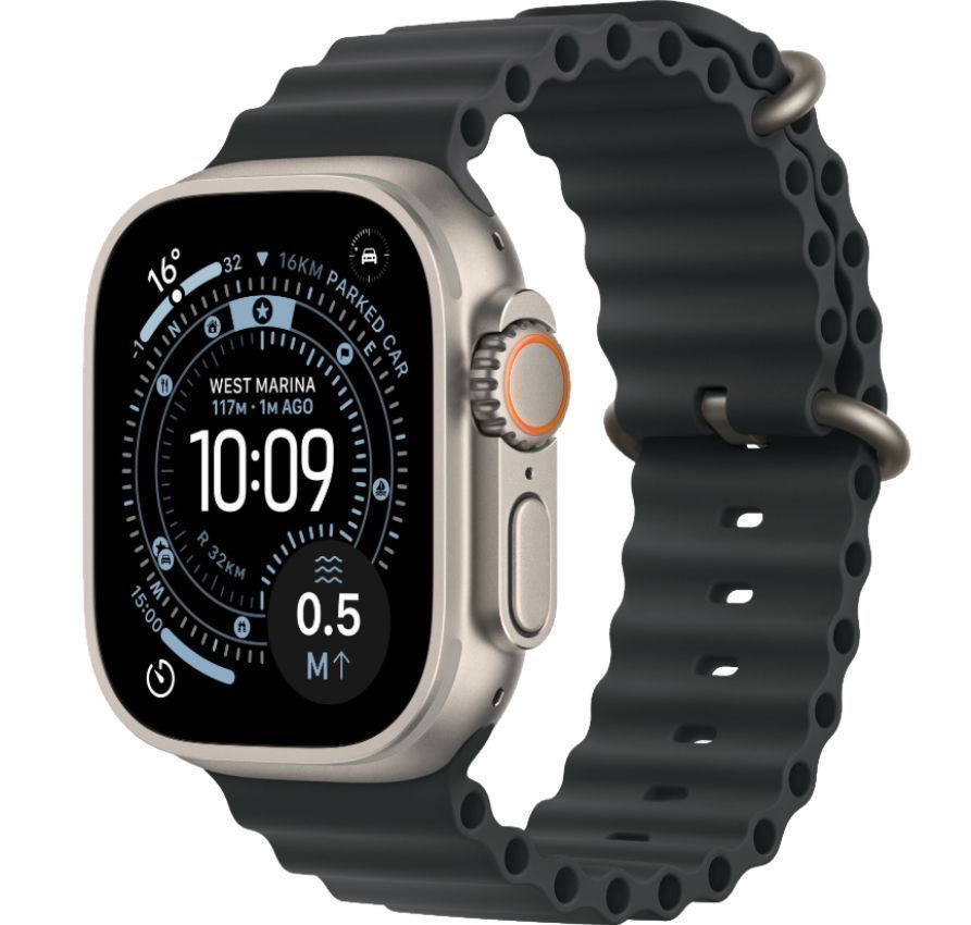 Apple Watch Ultra 3 - 64GB - 49mm - Natural Titanium Case with Black Nylon Weave Ocean Band - One Size by Apple - Image 2