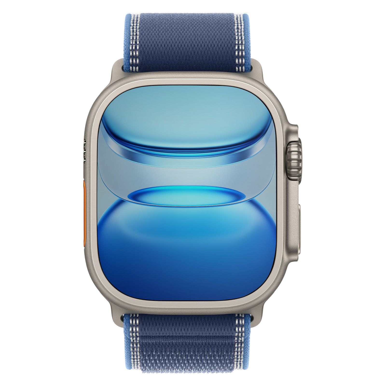 Apple Watch Ultra 3 - 64GB - 49mm - Natural Titanium Case with Blue/Bright Blue Fluoroelastomer Trail Loop Band - Medium Size by Apple - Image 4