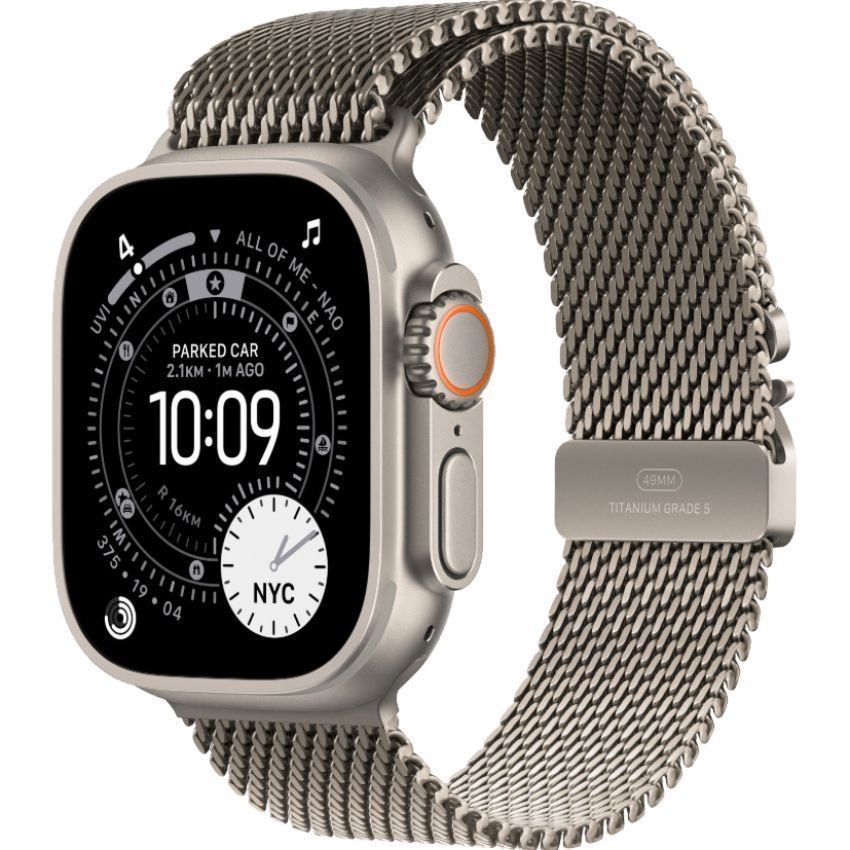 Apple Watch Ultra 3 - 64GB - 49mm - Natural Titanium Case with Natural Titanium Titanium Milanese Loop - Large Size by Apple - Image 2