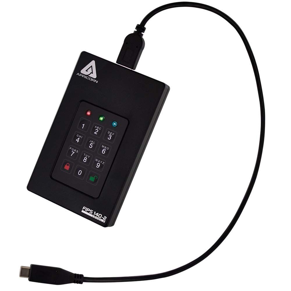 Apricorn Aegis Fortress 2TB External Hard Drive - Black by Apricorn - Refurbished - Like New condition - US$550.99