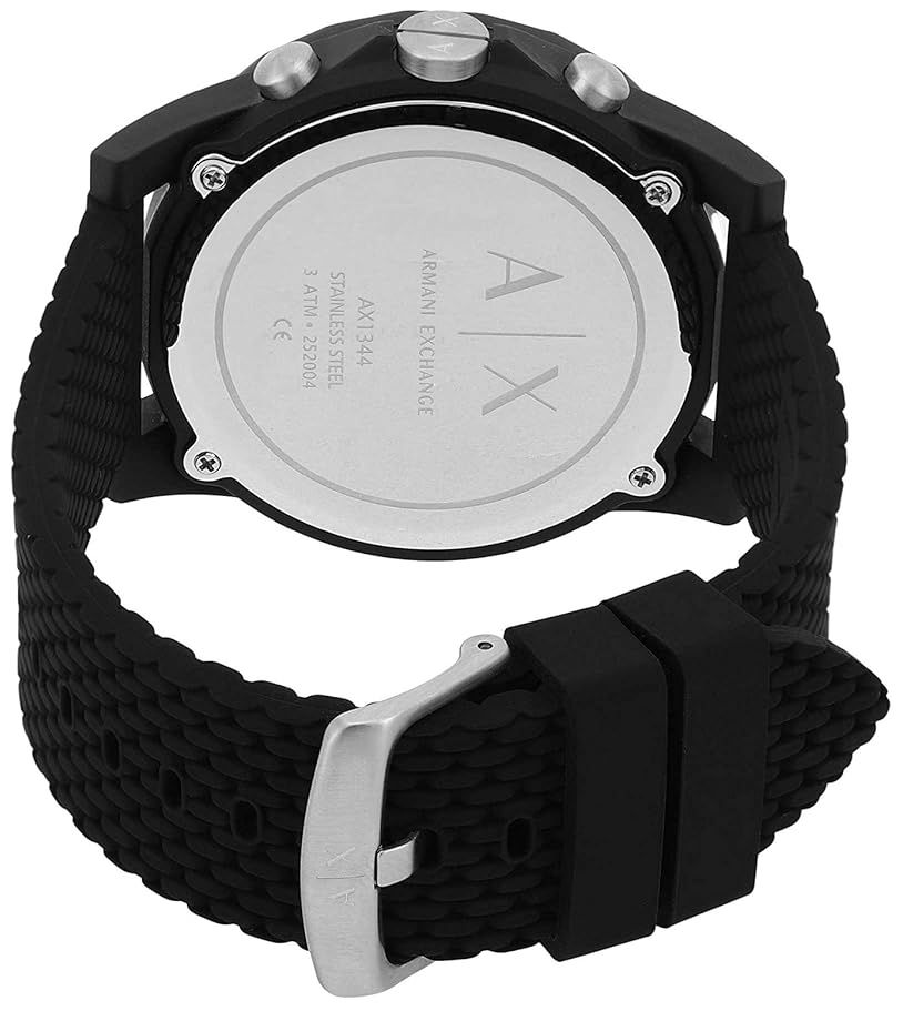 Armani Exchange Chronograph Silicone Men Watch AX1344 - Black by Armani Exchange - Image 3